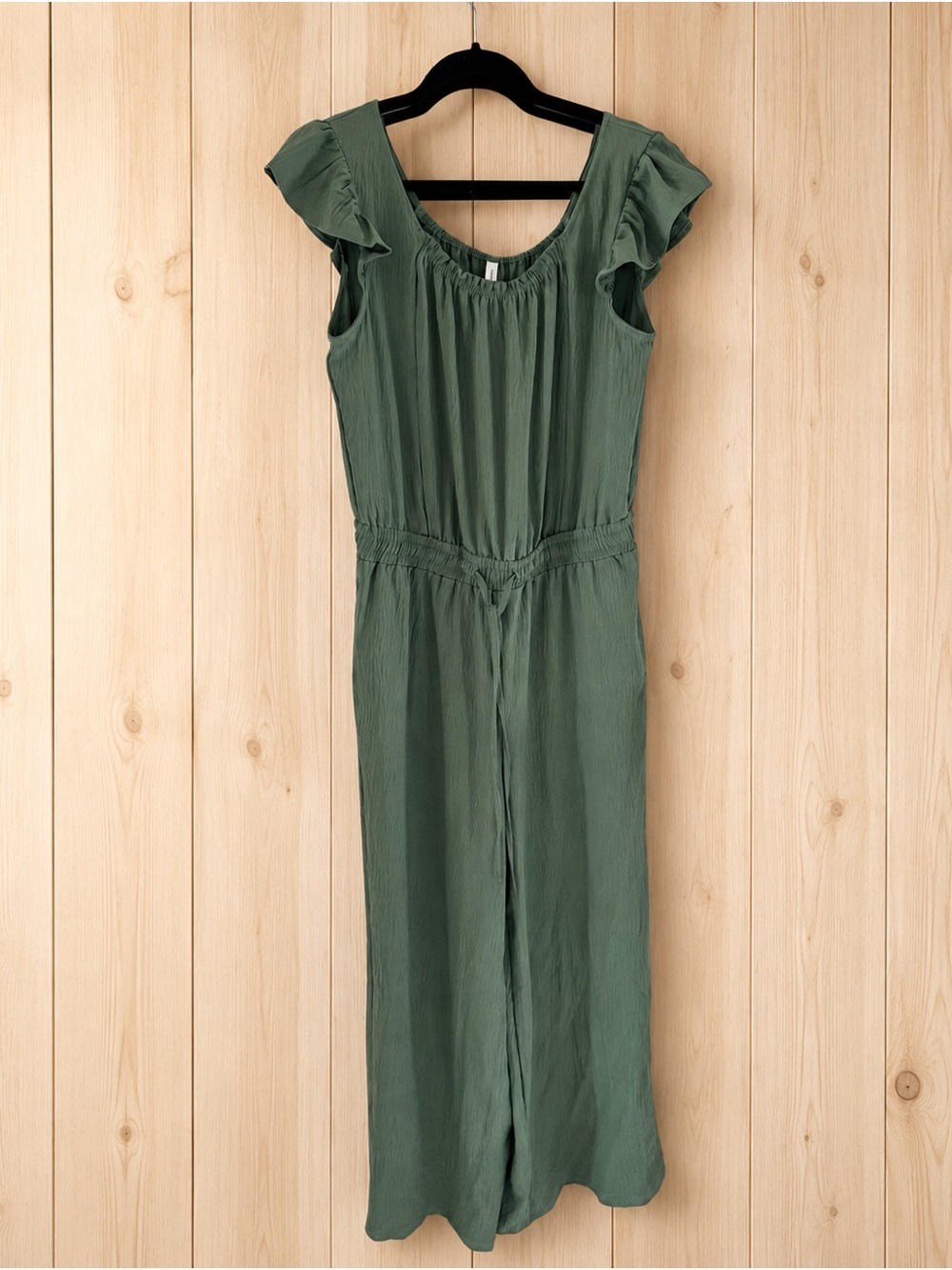 NWT Sage Green Wide Leg Jumpsuit Flutter Sleeve Tie Waist